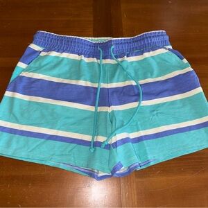 Wild fox NWT Blue Strip Cotton Shorts Women’s S Drawstring $160 Casual Comfy